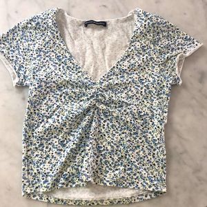 Brandy Melville Gina Top blue and green floral print